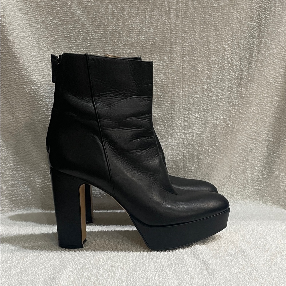 Zara Black Heeled Platform Boots